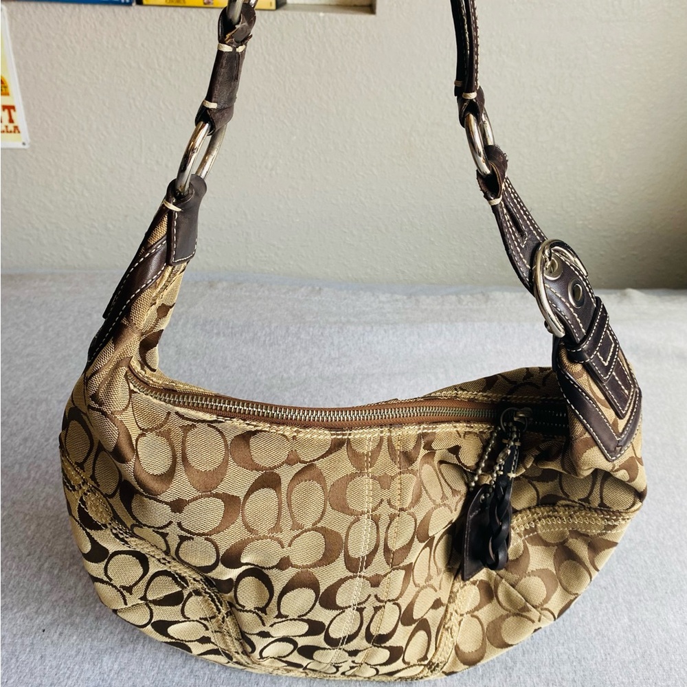 Y2K Coach Authentic Hobo Brown Signature C Shoulder Hand Bag Purse K 10601 - Picture 2 of 16